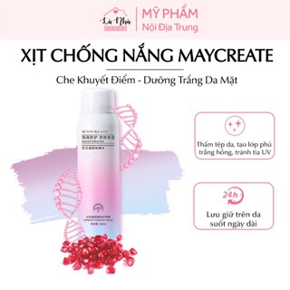 Xịt chống nắng Maycreate dưỡng ẩm làm trắng nâng tone da 150ml, chai bình xịt Makeup body mềm mịn
