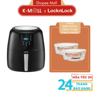 Nồi chiên không dầu LocknLock Super Jumbo 7.2L EJF296BLK màu đen , tặng kèm chảo nướng - K-MALL