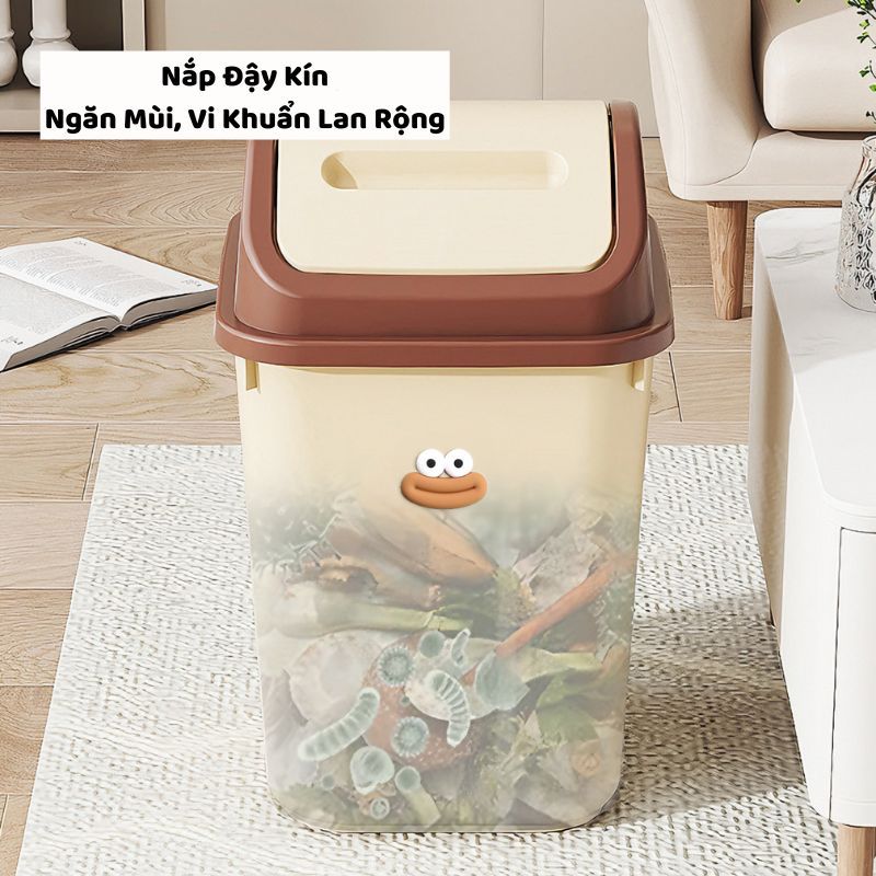 Thùng Rác Nắp Lật Kèm Sticker ENODA HOME, Thùng Đựng Rác Chữ Nhật Có Nắp TR031 | BigBuy360 - bigbuy360.vn