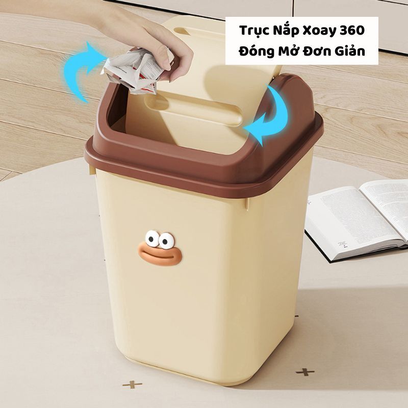 Thùng Rác Nắp Lật Kèm Sticker ENODA HOME, Thùng Đựng Rác Chữ Nhật Có Nắp TR031 | BigBuy360 - bigbuy360.vn