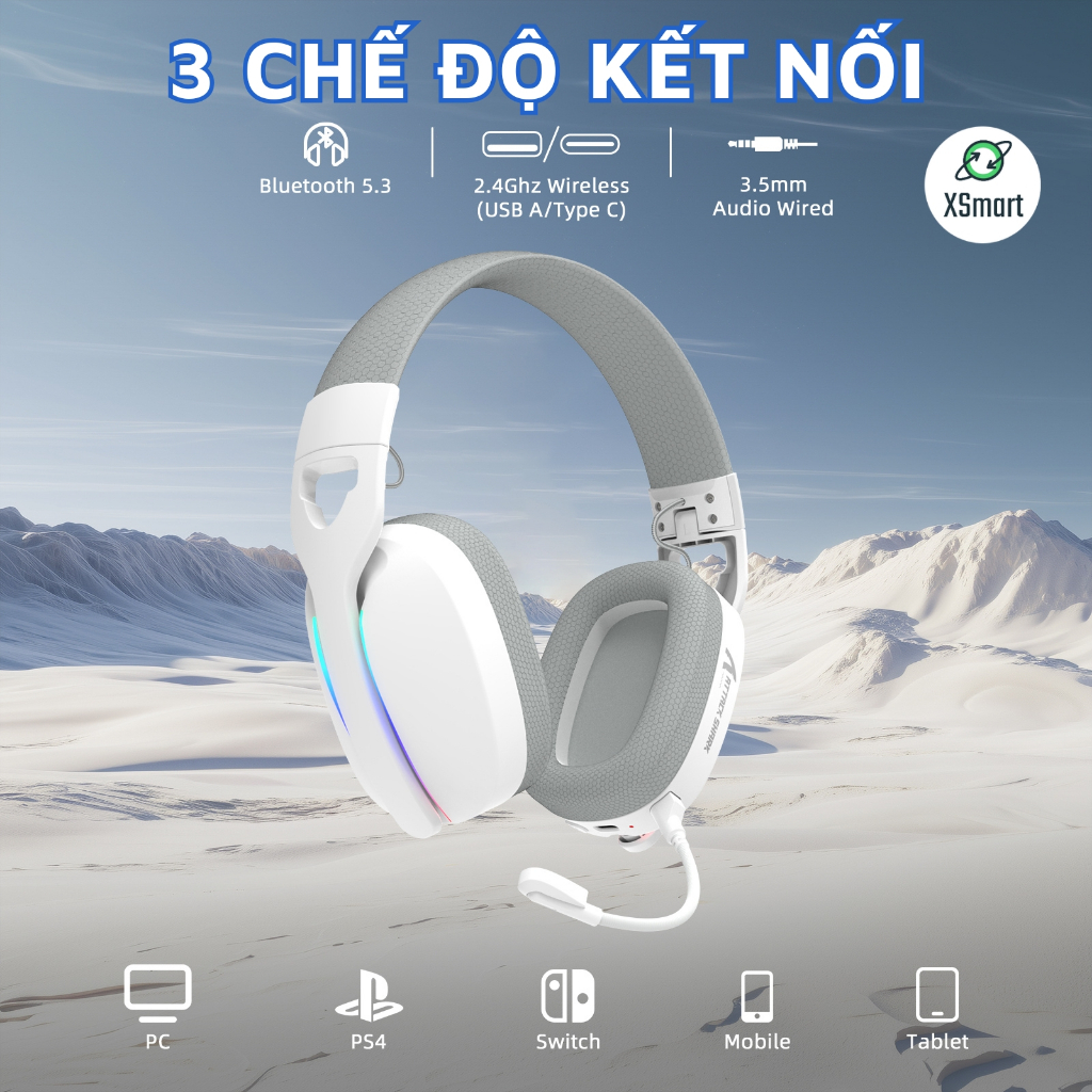 Tai Nghe Gaming Chụp Tai Không Dây Attack Shark L90 LED RGB Micro, Bluetooth 5.3, App Macro, Pin Sạc | BigBuy360 - bigbuy360.vn