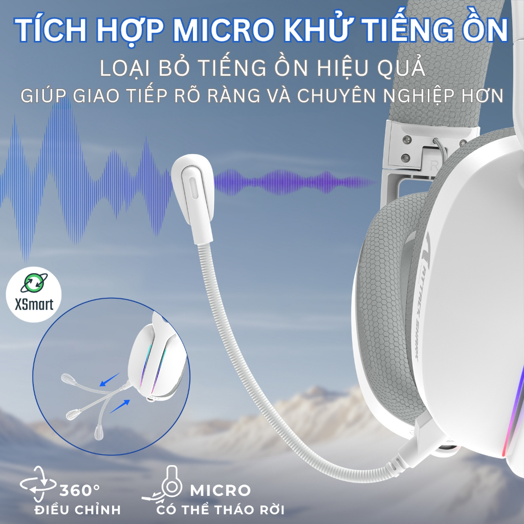 Tai Nghe Gaming Chụp Tai Không Dây Attack Shark L90 LED RGB Micro, Bluetooth 5.3, App Macro, Pin Sạc | BigBuy360 - bigbuy360.vn