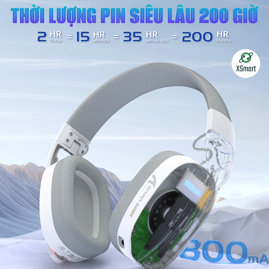 Tai Nghe Gaming Chụp Tai Không Dây Attack Shark L90 LED RGB Micro, Bluetooth 5.3, App Macro, Pin Sạc | BigBuy360 - bigbuy360.vn