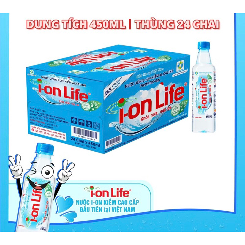 thùng 24 chai nước suối ion life 450ml