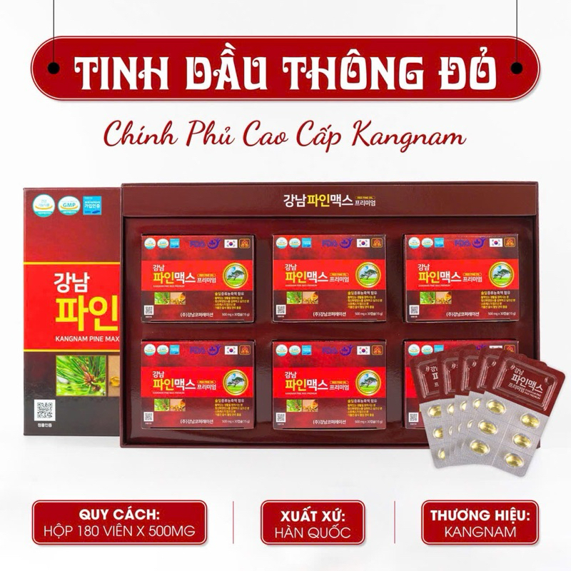 Tinh dầu thông đỏ chính phủ cao cấp Kangnam (chính hãng) Hộp 180 viên