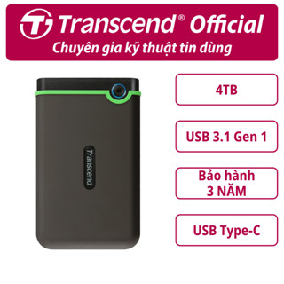 Ổ cứng di động HDD Transcend StoreJet Slim 25M3C 2.5" Type C 2TB / 4TB - Bảo hành 3 năm