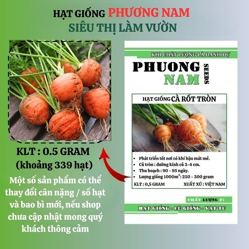 0,5 Gram - Hạt Giống Cà Rốt Tròn Phương Nam