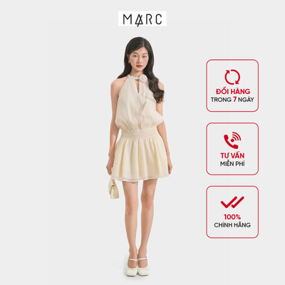 MARC FASHION  Đầm Kiểu Nữ Sát Nách Nhún Eo Cổ Xẻ Đính Hoa - FASH102024