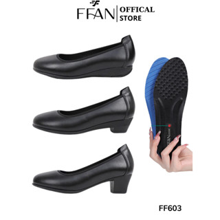 Giày tiếp viên hàng không nữ [da thật] FFAN STORE đế vuông mũi tròn FF603 cao gót công sở 1 3 5 phân bít mũi big size