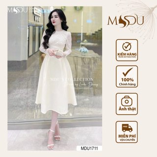 Váy thiết kế MDU1711 Họa tiết bắt mắt, dáng dài xòe nhẹ từ MDU