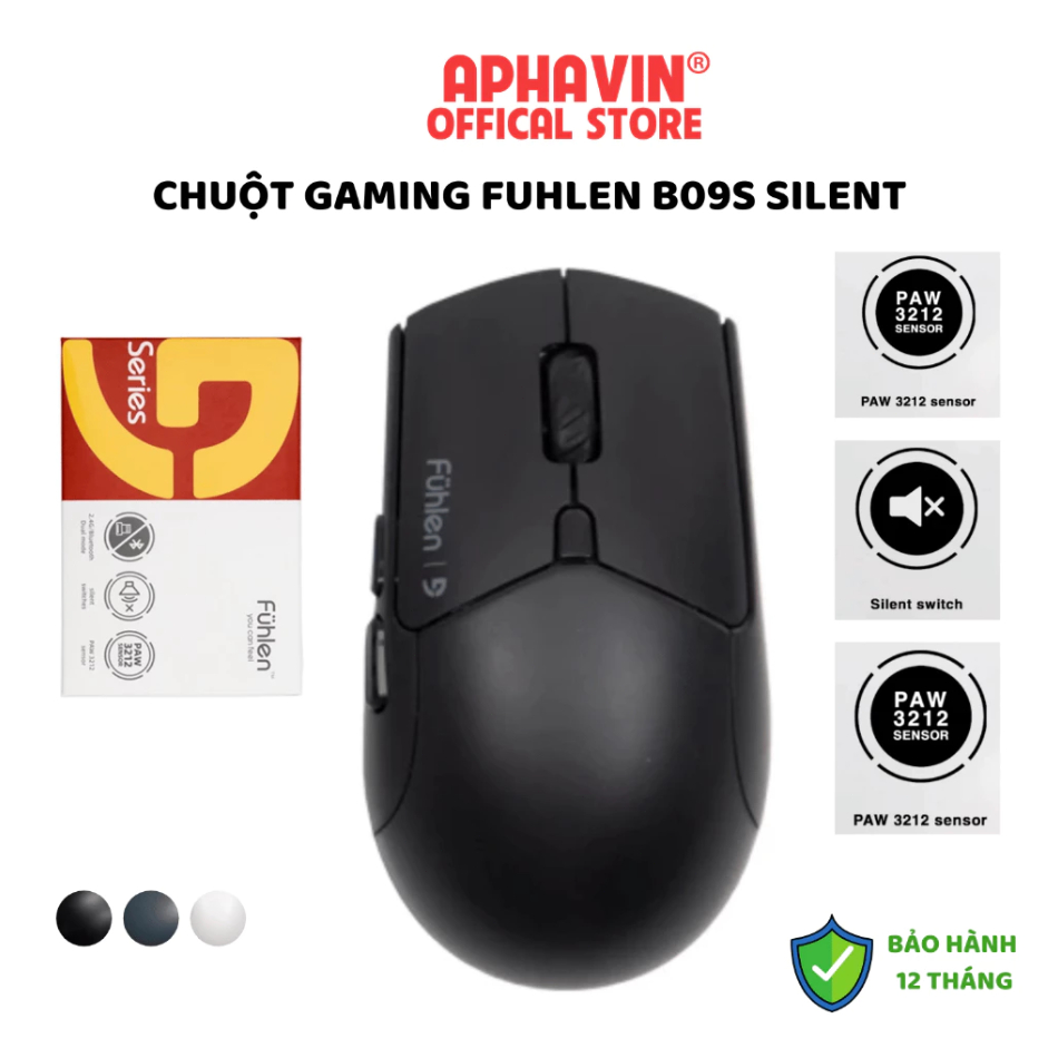 Chuột Gaming Không Dây Fuhlen B09S Xám Dual Modes Silent Switch Giảm Ồn- DPI 4000 - Chính Hãng BH12 