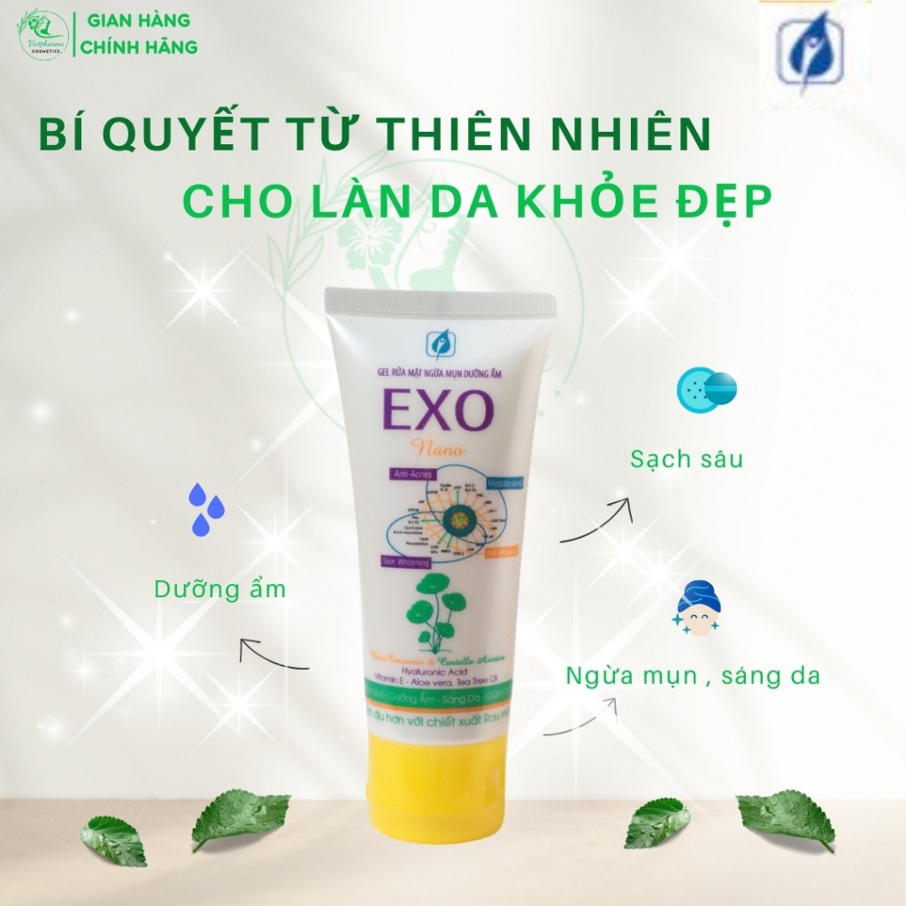Gel rửa mặt ngừa mụn - dưỡng ẩm EXO Nano (60g)