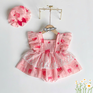 [3-12kg] Body váy công chúa hồng RIOKIDS quần áo đầy tháng cho bé gái sơ sinh thôi nôi BD238