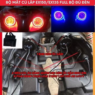  Bộ Mắt Cú Lắp Ex 150 và Ex 135 Full Bộ Gồm  1 Khuôn Nhựa 4 Xi Nhan Cúc Áo 2 bóng U7  