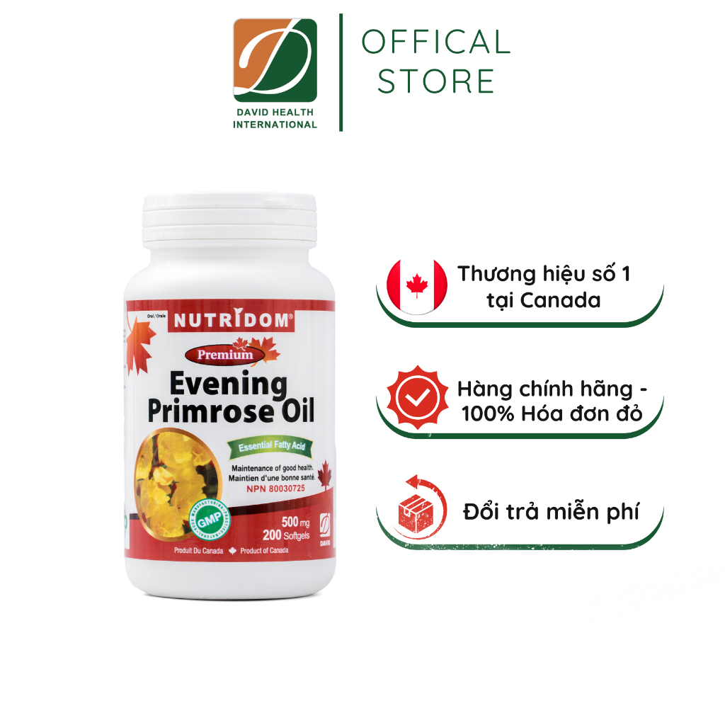 Tinh Dầu Hoa Anh Thảo David Health Evening Primrose Oil Lọ 200 Viên