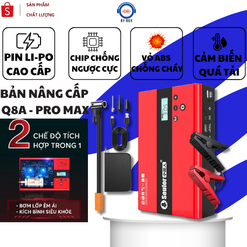 Kích Bình Ô Tô Soulor PRO MAX  – Kích Nổ, Bơm Lốp Ô Tô Tự Ngắt, Đèn Pin SOS, Sạc Dự Phòng Cao Cấp