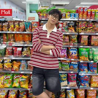 Áo Polo Shirt tay dài Calem.Club có dây rút họa tiết kẻ sọc ngang form rộng nam nữ