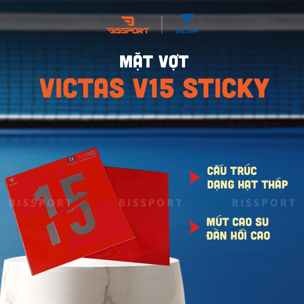 Mặt Vợt Bóng Bàn VICTAS V15 Sticky Chính Hãng - 47 Độ - Độ Xoáy Cao - Kiểm Soát Tốt - Tốc Độ - Độ Ổn