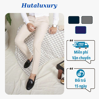 Quần Âu Nam form dáng trẻ trung Phong Cách Hàn Đen Kem Menswear Nhung