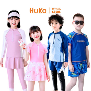 Tuyển Tập Đồ Bơi Cho Bé Trai Bé Gái Size Đại Dưới 50KG Chất Thun Lạnh, Chống Nắng Phù Hợp Đi Biển, Học Bơi HUKO HDB