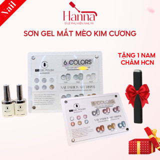 Set sơn gel mắt mèo kim cương , Ánh trăng cực quang, Set Trắng, nhũ siêu sáng TG 6 màu [tặng bảng màu]