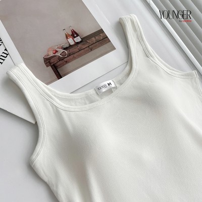 Áo ba lỗ nữ YOUNGER BY CARDINA chất liệu tăm Hàn thoáng mát kèm mút ngực tiện lợi 5YAFS01