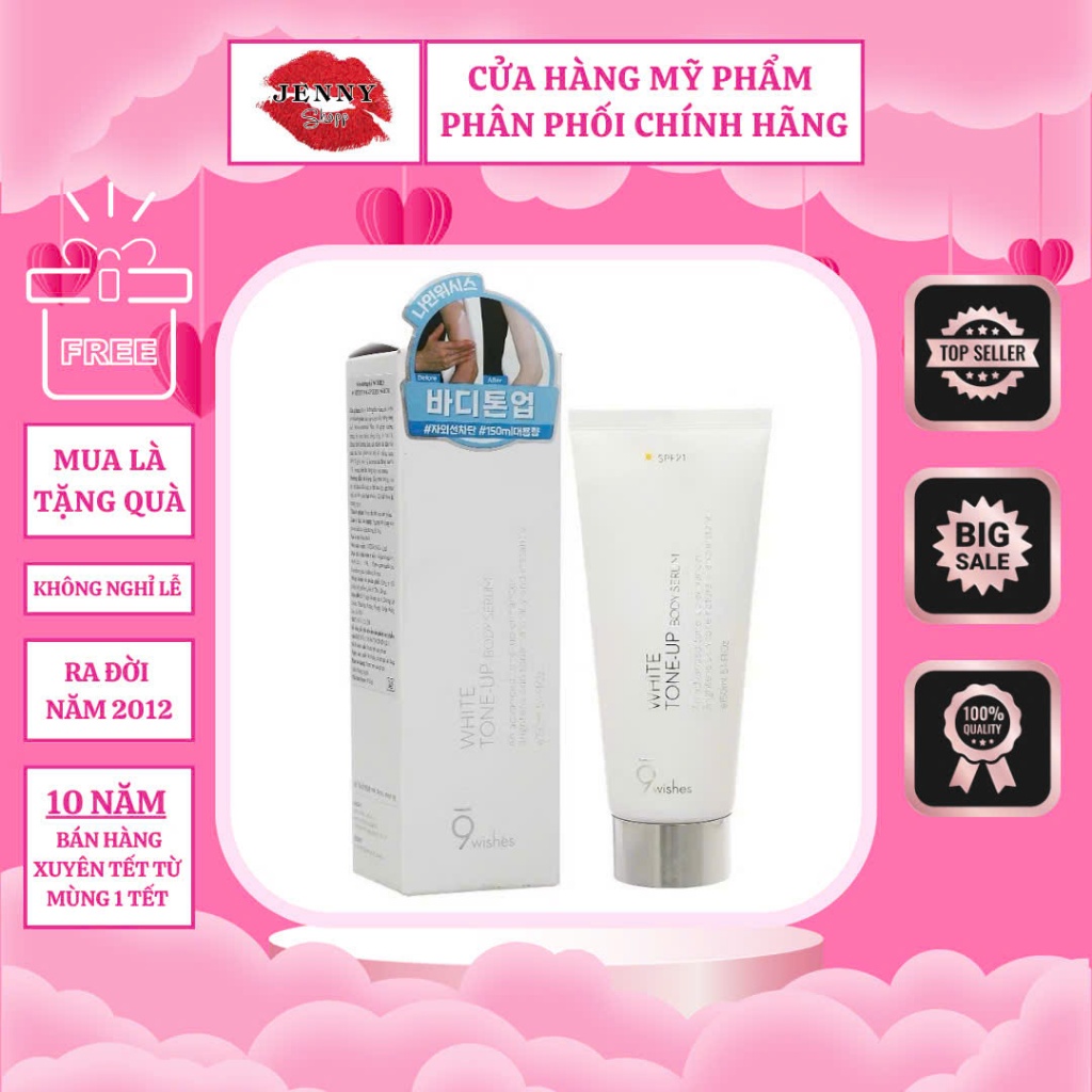 Kem Dưỡng Trắng Toàn Thân 9 Wishes White Tone-Up Body Serum, Kem Dưỡng Trắng Nâng Tone Da Mặt 9 Wish