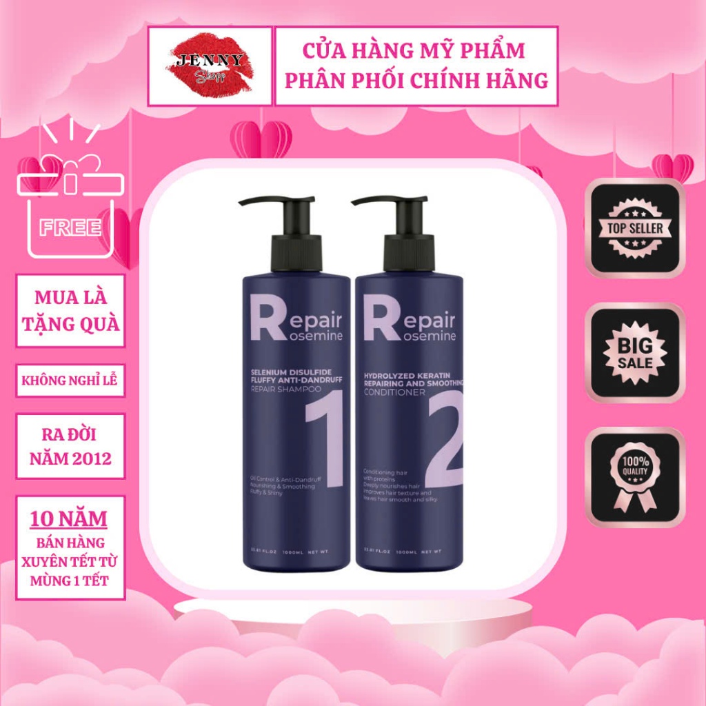 Bộ Dầu gội xả Rosemine Repair phục hồi làm phồng tóc, ngăn ngừa tóc gãy rụng