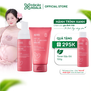 Combo Sữa Rửa Mặt, Mặt Nạ Tẩy Tế Bào Chết Đậu Đỏ Việt Nam Cỏ Cây Hoa Lá, làm sạch sâu dưỡng sáng 150g