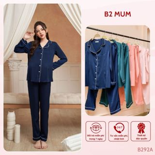 Bộ bầu mặc nhà lụa ngọc trai mềm mát cho mẹ bầu và sau sinh B292A thiết kế by B2 MUM