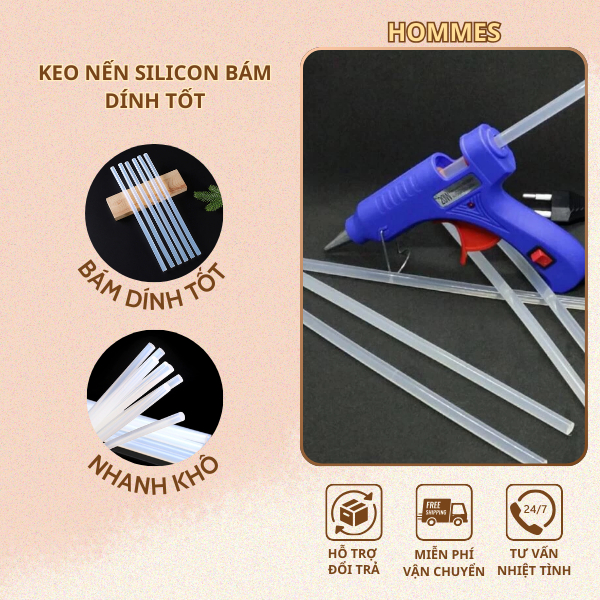Combo 5 và 10 cây Keo Nến Silicon Bám Dính Tốt NhanH Khô Thiết Kế Đơn Giản Tiện Dụng