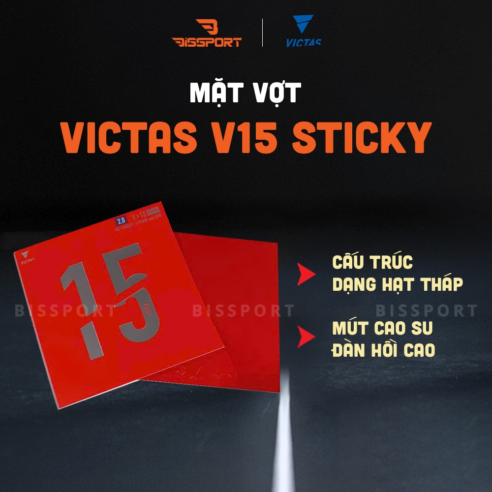 Mặt Vợt Bóng Bàn VICTAS V15 Sticky Chính Hãng - 47 Độ - Độ Xoáy Siêu Đỉnh, Tấn Công Uy Lực, Cảm Giác