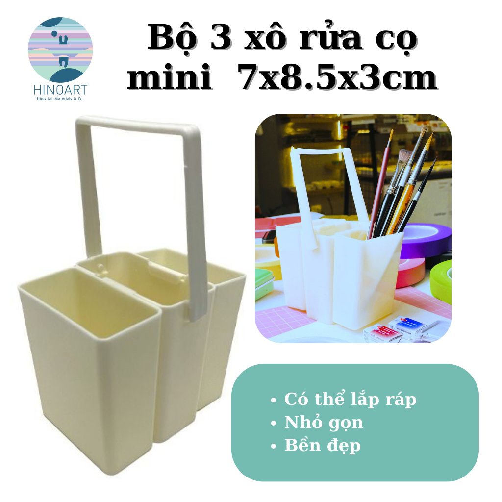 Xô rửa cọ mini - 3 ngăn - 7x8.5x3cm