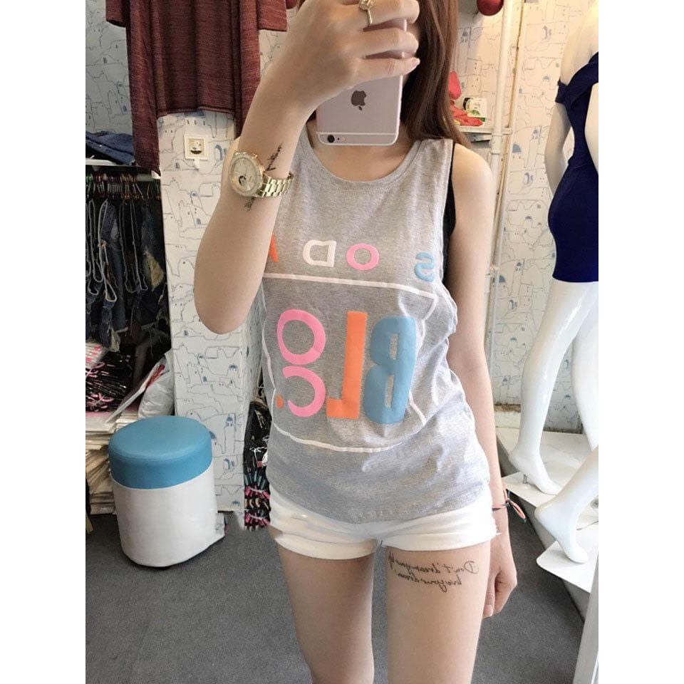 ÁO TANKTOP Chất Cotton Dày Dặn, In Hình Thời Trang (tặng kèm áo lót)