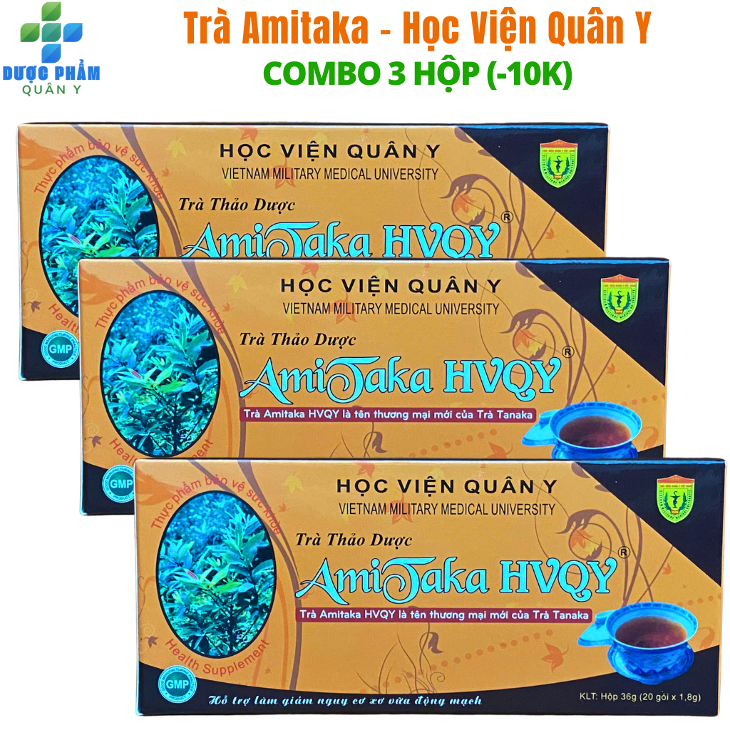 3 Hộp Trà Thảo Dược Amitaka Học Viện Quân Y Giúp Bền Thành Mạch Máu, Hỗ Trợ Hạ Mỡ Máu