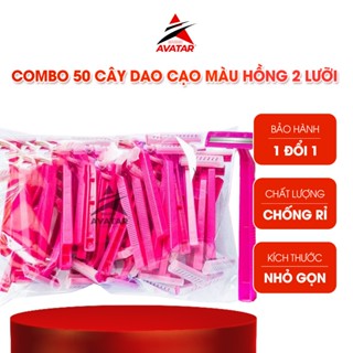 Combo 50 Cây Dao Cạo Màu Hồng 2 Lưỡi Dùng 1 Lần, Cạo Râu, Dùng Cho Spa, Tiệm Hớt Tóc