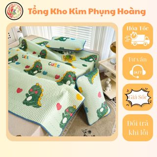 [Hỏa Tốc]Chiếu điều hoà cao su non 3D không gây kích ứng, mát mẻ, chống trượt tặng kèm 2 vỏ gối kt 1m2,1m4,1m6,1m8,2mx2m