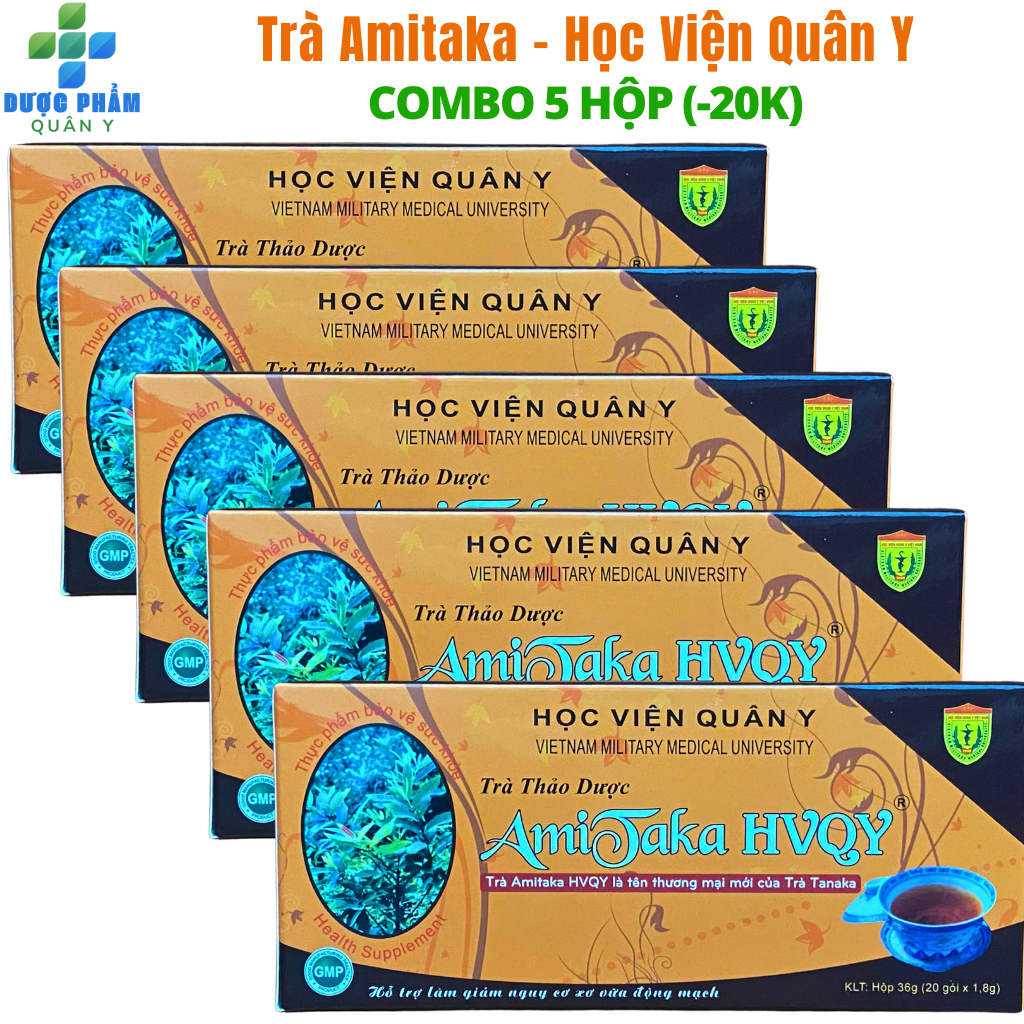 5 Hộp Trà Thảo Dược Amitaka Học Viện Quân Y Giúp Bền Thành Mạch Máu, Hạ Mỡ Máu, Điều Hòa Huyết Áp