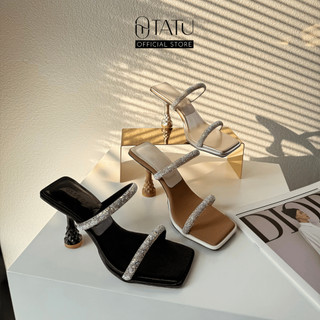  Guốc cao gót nữ nhị xoàn 8.5cm có quai đính đá lấp lánh gót đúc nghệ thuật cực sang | Tatushoes 