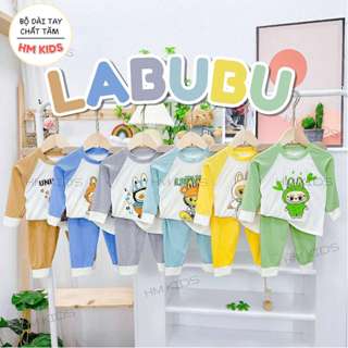 [Mua 4 Tặng 1]SET 5 Bộ Dài Tay Chất Tăm Lạnh Hình In LABUBU Cho Bé Trai,Bé Gái Từ 5kg-16kg