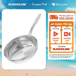 Chảo inox 304 đa lớp cao cấp SUNHOUSE IN20-24-26M6E - 3 lớp nguyên khối - Cán rỗng hạn chế bỏng