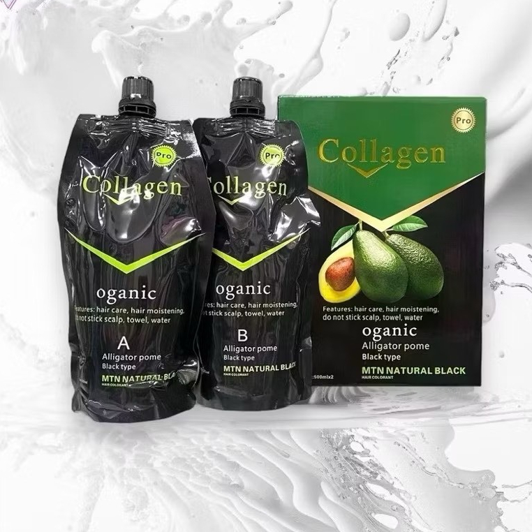 Nhuộm đen tóc Collagen bơ, nhuộm tóc phủ bạc, không dính da đầu - 1000ml