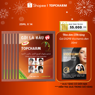 Dầu gội phủ bạc nâu hạt dẻ TOPCHARM - dầu gội nhuộm tóc, dưỡng tóc mềm mượt từ nhân sâm