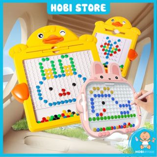 Đồ chơi bảng vẽ xếp hình nam châm cho bé kèm bút, bảng từ tính xếp hình hạt đậu kèm bút đồ chơi trí tuệ cho bé