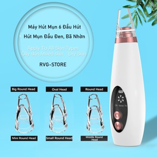 Máy hút mụn cám mụn đầu đen kèm 6 đầu hút,Máy Hút Mụn làm sạch lỗ chân lông hút bã nhờn Mẫu mới.