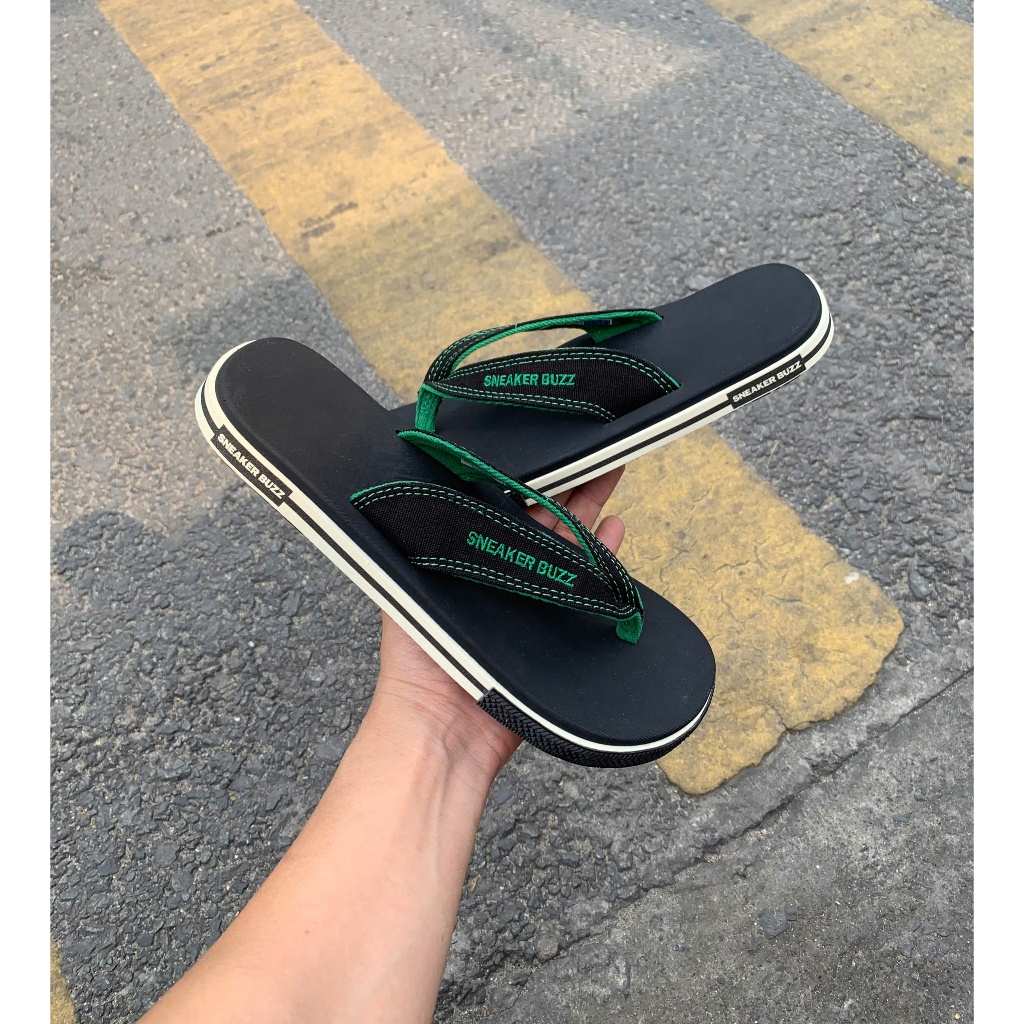 2M Sneaker - Dép sneaker buzz Đen Viền Chỉ Xanh Lá