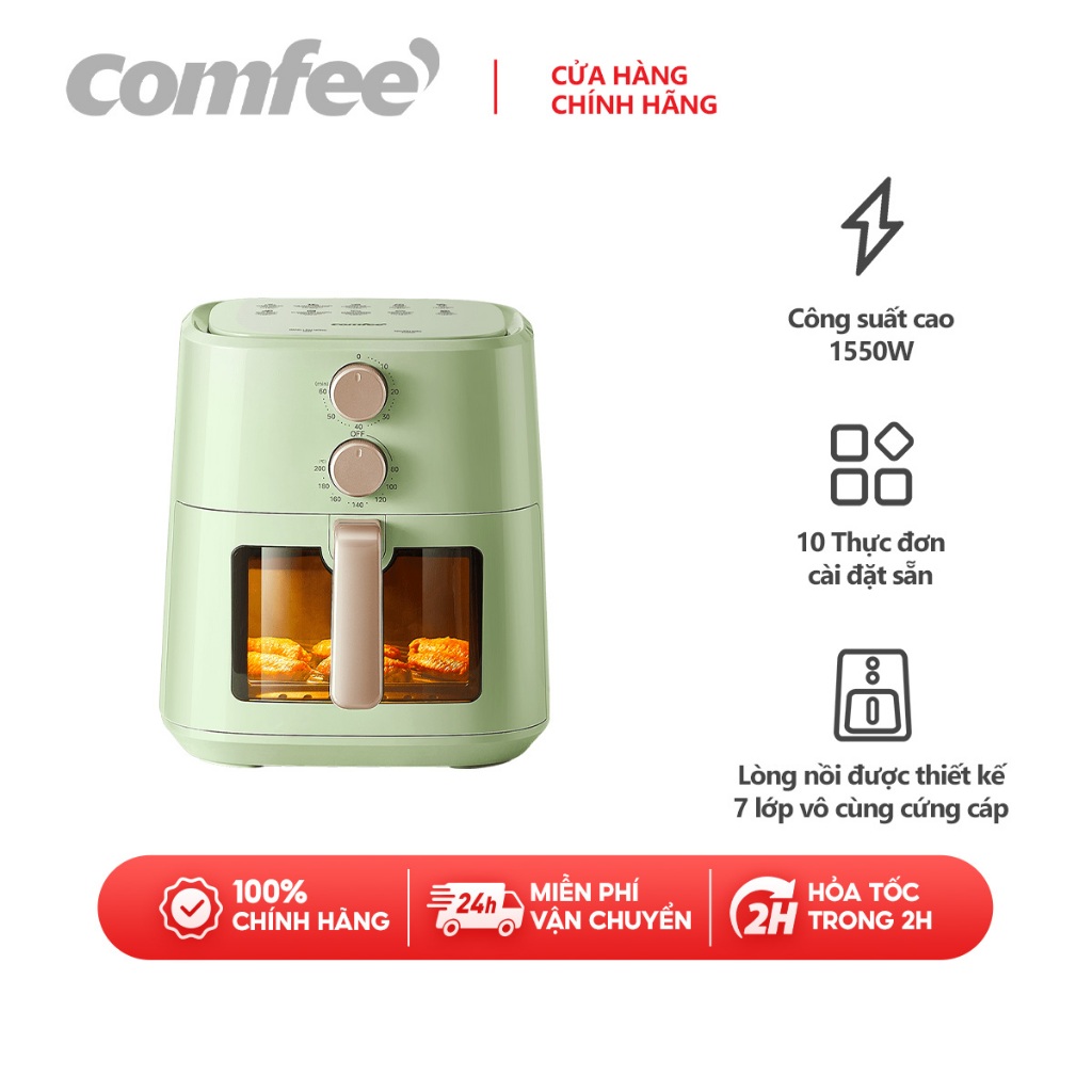 Nồi Chiên Không Dầu Comfee Dung tích 7.5L CAF-75PGP0A0 - Hàng chính hãng bảo hành 12 tháng
