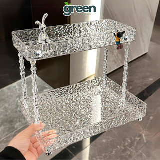  Kệ đựng mỹ phẩm trong suốt 2 tầng để bàn Khay đựng đồ vân kim cương thiết kế gợn sóng sang trọng 