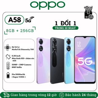 Điện Thoại OPPO A58 (8GB/256GB) - Hàng Chính Hãng, Hỗ Trợ 5G, Màn Hình Sắc Nét, Hiệu Năng Mạnh Mẽ, Camera Sắc Nét