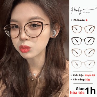 Gọng kính mắt mèo kim loại Tiệm Kính Hinhy [Lắp cận đến 6 độ] cao cấp thời trang nữ Serena (24030A)